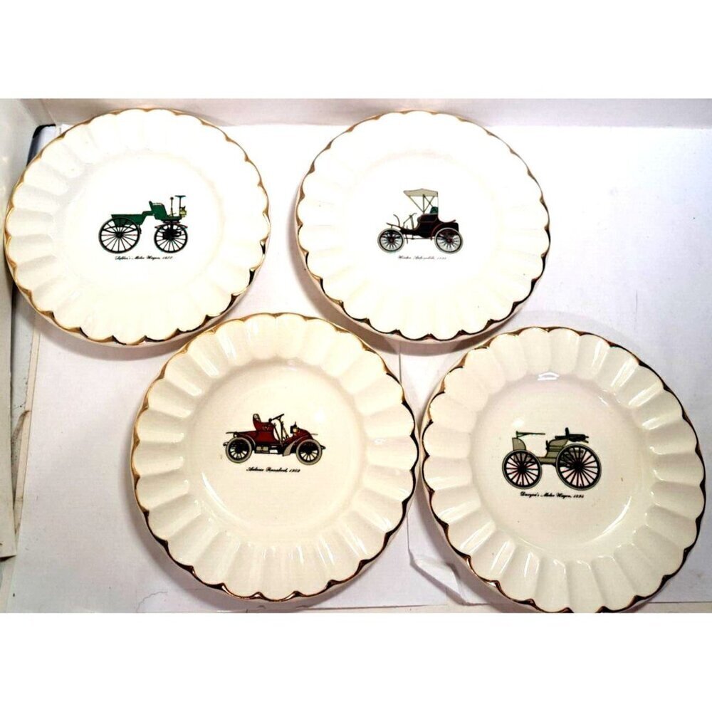 Harker Pottery Vintage Set of 4 Ashtrays/Dishes Vintage Vehicles